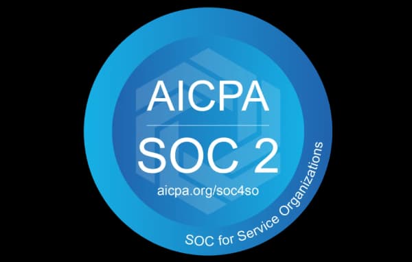 AICPA SOC 2 compliance certification logo in blue circular design